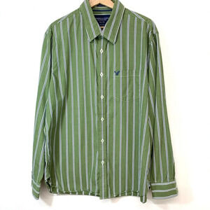 American Eagle Shirt Men XL  Long Sleeve Vintage Fit  Green Stripe Cotton Casual